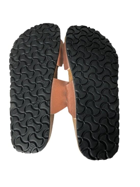 Birkenstock Sandals Womens 38 Leather Metallic Pink Flats  Shoes Slip Ons US 7 - Picture 11 of 12